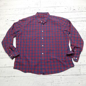 UNTUCKit Shirt Mens 3XL Red Blue Plaid Carmenet Long Sleeve Button Front 40209